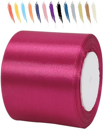 Tiefe Rose 75mm Satinband 23 Meter, Polyesterband, verschönern Sie Ihre Bastelarbeiten und Feiern, ideal für Geschenkverpackungen, Dekorationen, Hochzeitsautoband, Bänder zum Basteln