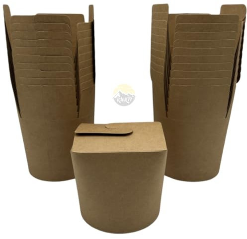 KURTT - Nudelbox - Asian Food - Dönerbox - Wok to go Becher - Braun, 500 Stück, 26oz 750ml, 057hfko122