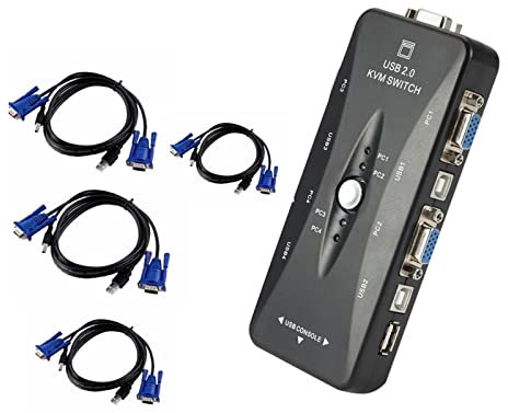 Mélangeur Vidéo Commutateur Kvm 4 Ports Usb 2.0 Répartiteur Vga Imprimante Souris Clavier Clé Usb Commutateur De Partage 1920 X 1440 Adaptateur De Boîtier De Commutation Vga (Couleur : 4 Lignes Kvm,