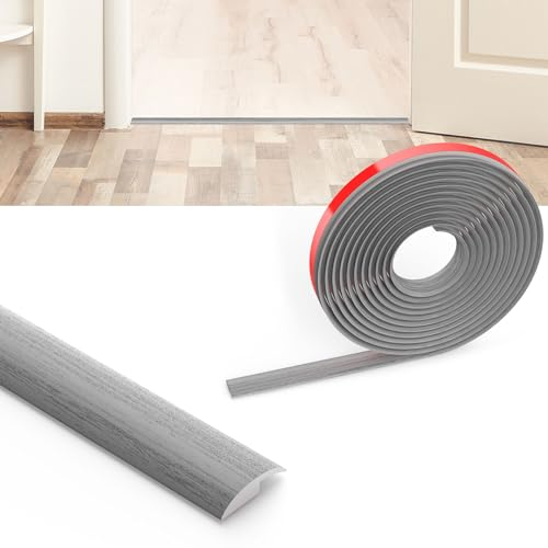 Flintronic Übergangsprofil Selbstklebend, 3m x 3.5cm PVC Boden-Leiste, Übergangsleiste Boden, ohne Bohren, Abdeckleiste für Fliesen, Holz, Laminat, Höhenausgleich 5mm(Graue Holzmaserung)