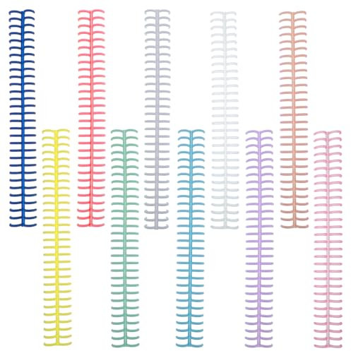COMNICO Binding Spines, 10Pcs Plastic Binding Combs Binding Machine 30 Hole Click Binding Ring Spiral Book Binder Coils for Student Teacher Business Document File Making Office and School Use