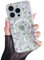 RALEAVO Magnetic Case for iPhone 16 Pro, Compatible with Magsafe Cute Flower Girls & Women Clear Case Silicone Shockproof Protective Cover with Floral Pattern Case for iPhone 16 Pro-Branches