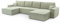 FurniShop24 Ecksofa mit Schlaffunktion und Bettkasten - Eckcouch U-Form, Klappsofa - Schlafcouch zum Wohnzimmer, Modern Design Schlafsofa Mango U: Minthe