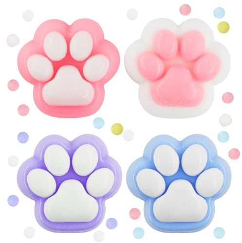4 Pezzi Squishy Zampa, Giocattoli da Spremere Zampe di Gatto | Kawaii Animali Squishys, Antistress Squishy, Fidget Toys Set, Antistress Giocattolo per Bambini e Adulti