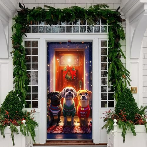 Generico Decorazioni Natalizie per Porta Natale Decorazioni Copriporta Natalizio Copertura con Babbo Natale Decorazioni Natalizie per Porta per Porte,Pareti,90 * 200CM