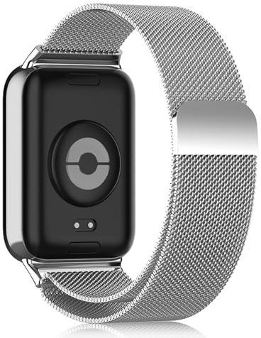 Hinnwer Cinturino per Xiaomi Redmi Watch 6/5 / 4 / Xiaomi Smart Band 10 Pro / 9 Pro / 8 Pro, Chiusura Magnetico Metallo Cinturini per Maglia Milanese per Xiaomi Mi Band 10 Pro Argento
