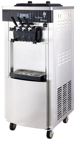 Furvveerr Máquina para Hacer Helados Comercial Máquina Profesional de Helados 2200W Máquinas de Helado Suave de 20-28 L/H,3 Sabores,Máquina de Hielo Vertical,Máquinas de Helado y Yogur Helado