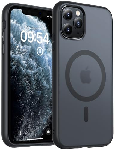 TOCOL für iPhone 11 Pro Hülle für Magsafe, Stoßfest Anti-Fingerabdruck Kratzfest Transluzente Rückseite rutschfest Matt Magnetisch Handyhülle für iPhone 11 Pro Case, Schwarz