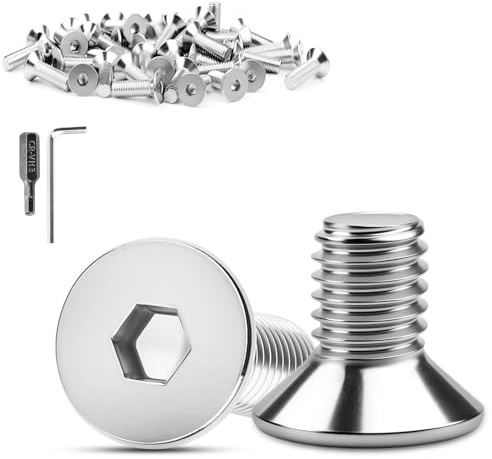 XRXYMQ 50 Pièces Tête Fraisée M5 x 10 mm Acier Inoxydable DIN 7991 / ISO 10642 Vis Inox 304 Vis Fraisée à 6 Pans Creux Clé Allen