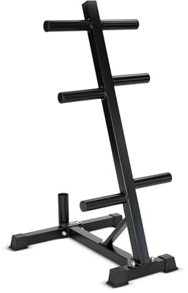 BodyMax Weight Plate Storage Rack with Barbell Holder, 272 kg Capacity, Black, Olympic or Standard 1 (Standard 1)