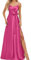 ZM282 Robe de demoiselle d'honneur de princesse à bretelles spaghetti Robe de bal en satin avec fente, rose vif, 44
