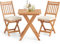 COSTWAY 3tlg. Balkonmöbel Set, Bistrotisch mit 2 Stühlen, klappbares Balkonset aus Akazienholz mit 2 Kissen, Bistroset, Gartengarnitur, Gartenmöbel, Sitzgruppe für Balkon, Garten (Vertikal)