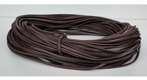 5 Meters, 3mm x 2mm Flat Dark Brown Genuine Leather Cord, Full Grain Leather String, Lace for Jewlery Making, Shoe Laces and Crafting