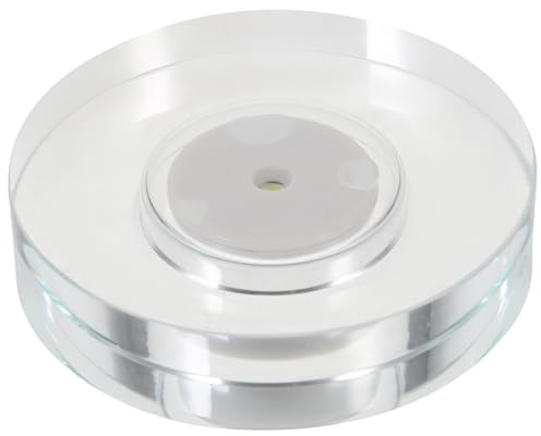 BIUDECO Rotating Display Stand for Lighted Base Glass Crystal Orb Pedestal | USB Rechargeable LED Turntable, Warm White Glow 1-2h Charge 2-5h Use, Exhibition Photoshoot