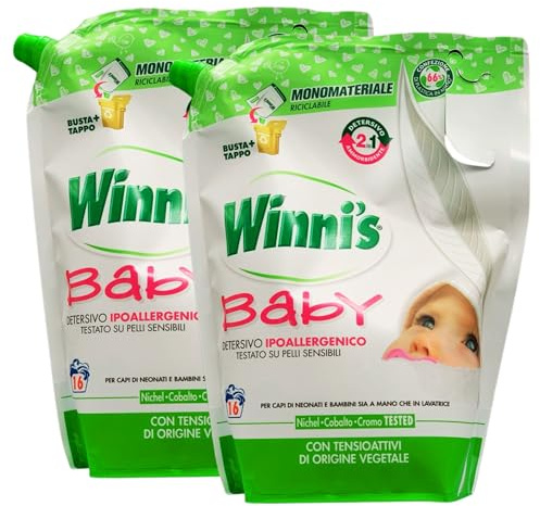 2x Detersivo In Busta, Per Capi Di Neonati e Bambini Sia a Mano Che In Lavatrice BABY, Ipoallergenico. Formula 2 In 1 Con Ammorbidente 800ml