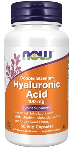 NOW Supplements, Hyaluronic Acid 100 mg, Double Strength, 60 Veg Caps