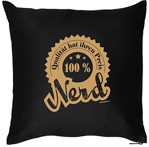 Goodman Design Cooles Sprüche Kissen - Geschenk für Computerfreaks : Nerd / 100% Nerd Kissen mit Füllung Farbe : schwarz