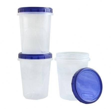 [32Oz - Blue - 3 Pk] Twist Top Food Storage Containers Leak-Proof, Airtight Soup Storage Canisters with Screw & Seal Lids BPA-Free, Stackable, Reusable Kitchen Essentials 32-Ounce