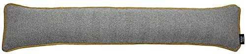 McAlister Textiles Herringbone Tweed | Zugluftstopper inkl. Füllung in Anthrazit Grau & Ockergelb | 18cm x 90cm | Windstopper Kissen für Fenster, Türen
