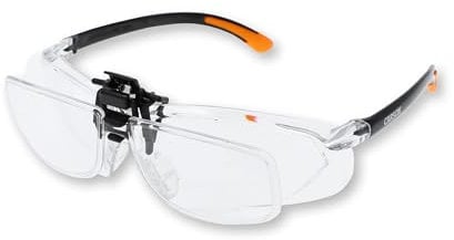 Carson Scratch Resistant Polycarbonate 1.5x Power (+2.5 Diopter) Protective Magnifying Safety Glasses with Clip-on, Flip-Up Lens System, Clear (VM-20)