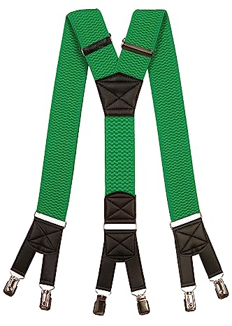 Olata 6 Clip Herren Hosenträger/extra breite Y-Hosenträger – 5 cm. Grün