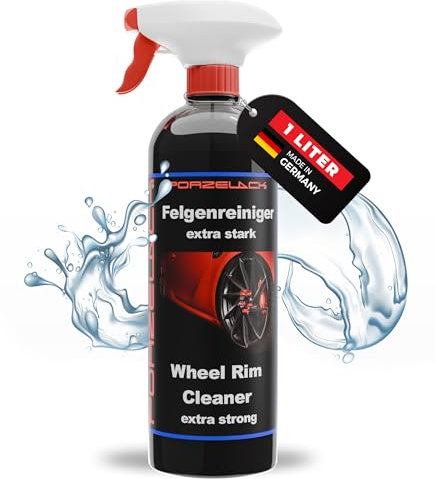Porzelack® Felgenreiniger extra stark 1 Liter für Auto & Motorrad - Felgenpflege-Reinigungsmittel für alle Felgen & Alufelgen - Vom regionalen Hersteller aus Deutschland
