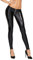 7Heaven Schwarze Damen Wetlook Leggings Hose Skinny mit Gummibund und Reißverschluss L