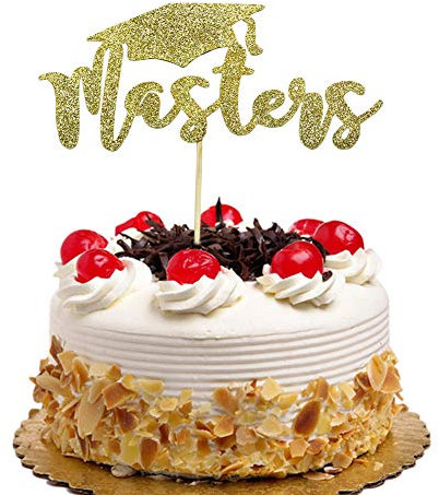 Gold Masters Tortenaufsatz – Glitzer-Congrats Grad Party Dekorationen – Klasse der 2019 Abschlussfeier mit Graduate Cap Party Dekorationen