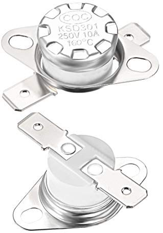 sourcing map KSD301 Thermostat 160 ° C / 320 ° F 10 A Normalerweise geschlossen N.C Einstellen der Schnappscheiben-Temperaturschalter für Mikrowelle, Backofen, Kaffeemaschine 2 Stück
