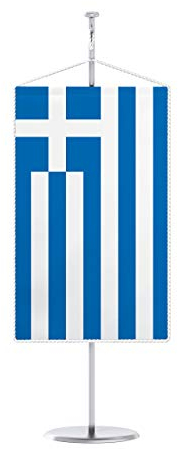 Vispronet® 15 x 25 cm Tischbanner Nationalfahne Set ✓ Fahne & Chrom-Ständer ✓ Kordel-Rand (Griechenland)