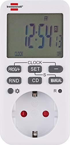 Brennenstuhl Comfort-Line Digitale Wochenzeitschaltuhr, digitale Timer-Steckdose (Wochen-Zeitschaltuhr für Innenbereich, Countdown-Funktion und mit erhöhtem Berührungsschutz) weiß