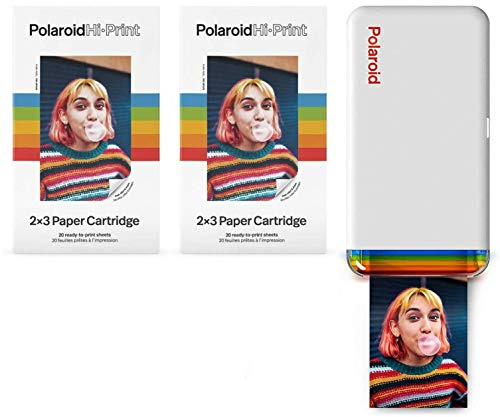 Hi-Print Polaroid Imprimante et papier – Imprimante photo de poche Bluetooth + Lot de 2 paquets de papier (40 feuilles)