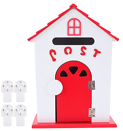 EXCEART Briefkasten briefkasten Holz Rustikal Postkasten Mailbox Letterbox Zeitungsbox Zeitungskasten für Bauernhaus Veranda Außerhalb Hängend Dekoration Rot Briefkasten Wandhalterung