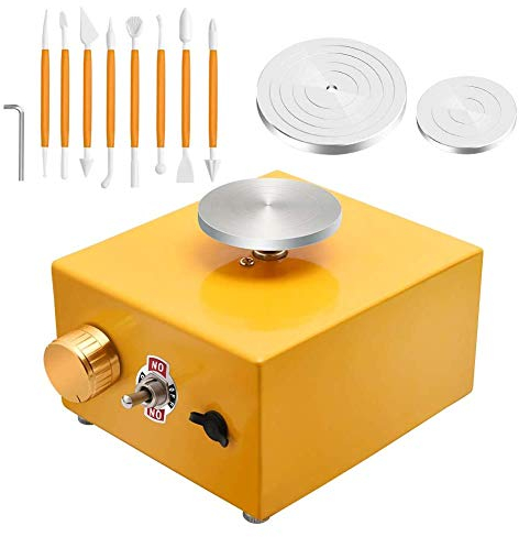 AYYDS Mini Töpferscheibe Elektrische Töpfermaschine mit 6,5 cm &10 cm Drehteller DIY Töpferscheibe Maschine für Kinder DIY Keramik Anfänger