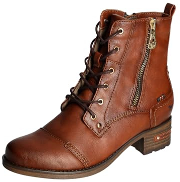 MUSTANG Damen Boot Stiefelette Reißverschluss Schnürung 1229-513, Größe:38 EU, Farbe:Braun