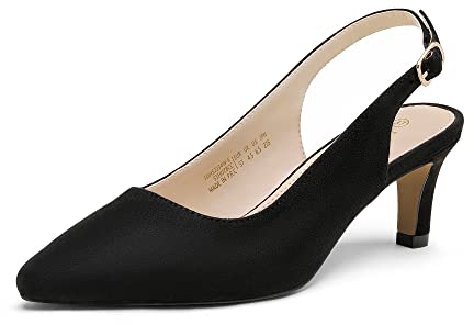 DREAM PAIRS Womens Slingback Sandals Pumps Pointed Toe Dress Party Court Shoes Ladies Kitten Heel Wedding Shoes SDHS2234W-E,Size 6.5,Black/Suede,SDHS2234W-E