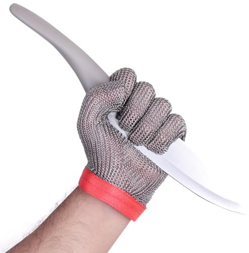 Cut Resistant Gloves Stainless Steel Chainmail Mesh Butcher Glove, Reusable Safety Cut Protection Gloves for Kitchen Chef Meat Cutting, Shucking Fish (M)