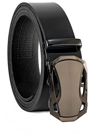 Fa.Volmer ® Gürtel Herren Echtleder mit Ratsche Automatikschließe | Breite: 35mm, Bundgröße: 125cm | kürzbar | Riemenfarbe schwarz | Modellreihe ATG (09-blk-Verona)
