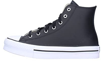 Converse Chuck Taylor All Star Eva Lift Leather Sneaker, Black/Natural Ivory/White, 38.5 EU