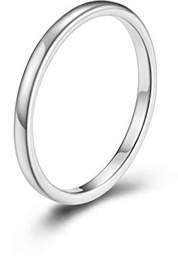 Herren Ringe Silber, Ringe für Herren Tungsten 2Mm Ringe Herren Geschenke für Männer Größe 49 (15.6)