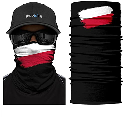ShopINess Unisex Erwachsene Multifunktions Schlauchschal Halswärmer Neckwarmer Flaggen-Stil Fußball Weltmeisterschaft (Polen)
