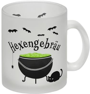 Hexengebräu Glas Tasse für Halloween Kaffeetasse für Halloween mit Hexenkessel gruselige Tasse für die nächste Halloweenparty für Glühwein oder ähnliches Glas Tasse Du willst eine