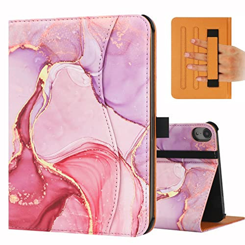 FANRTE iPad Mini 6th Generation Case 8.3 Inch 2021, Premium PU Leather Folio Stand Smart Protective Cover, Multi-Viewing Angles and Auto Wake & Sleep Function for iPad Mini 6th Gen（Pink Marble）