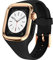 VeveXiao Correa resistente compatible con Apple Watch Band de 41mm 40mm 38mm, correa de silicona deportiva con marco de metal a prueba de golpes para mujer, iWatch Series 8 7 6 5 4 3 2 1 SE, negro