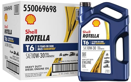 Shell Rotella T6 Full Synthetic 10W-30 Diesel Engine Oil, 1 Gallon (3 Pack)