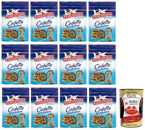 Italian Gourmet Codette Arcobaleno zuccherini Dekorstreusel bunt 12 x 50g | Confetti colorati per torte, biscotti e Cupcakes, richiudibile und praktisch, Gesamtnettogewicht 600 g + Kostenlos Polpa 400g