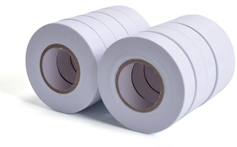 ADHES Cinta aislante de PVC para aislamiento eléctrico blanco 19mm x 20m x 10 rollos