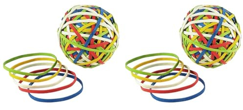 Läufer 59106 Rondella Rubberball, ca. 200 Gummibänder, Durchmesser 60mm, bunt sortierte Gummiringe in hervorragender Qualität (Packung mit 2)