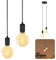SSC-LUXon PARU Pendelleuchte Vintage 2-flammig schwarz - Design Hängelampe mit Textilkabeln inkl. 2x E27 LED Filament Globe XL