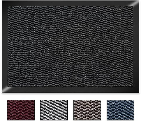 YAZMYN STORE Heavy Duty Front Door Mat Inside, Outside Welcome Floor Mat - Washable Door Mat Indoor, Door Mats Outdoor, Home & High Traffic Area Shoe Scraper, Anthracite Door Mat 50 X 80 Cm